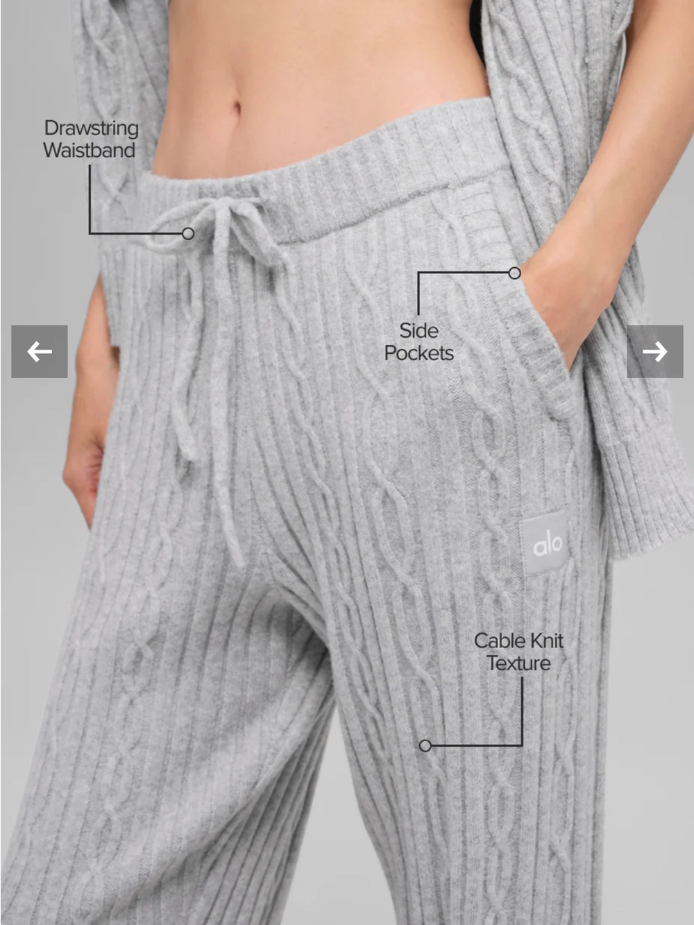 ALO Yoga Cable knit Winter Bliss hoodie & Bliss Pant Matching Set - Picture 4 of 16
